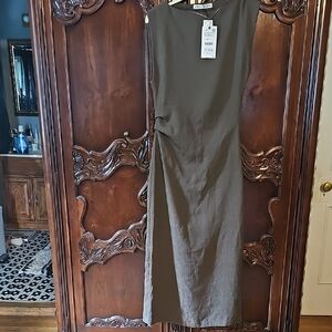 Zara Olive Green Sleeveless Dress M NWT